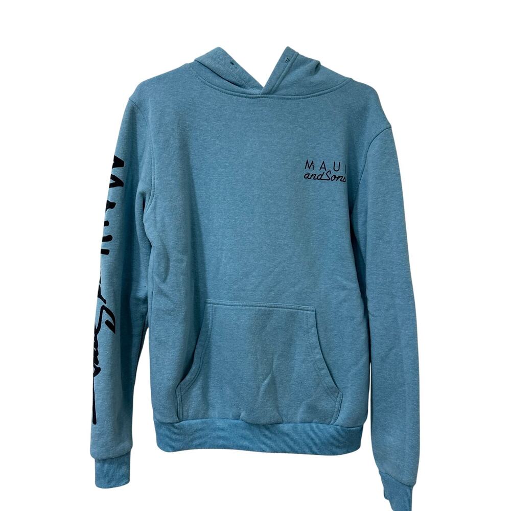 Maui and Sons Womens Size Small Blue Hooded Sweatshirt Logo Beach Graphic